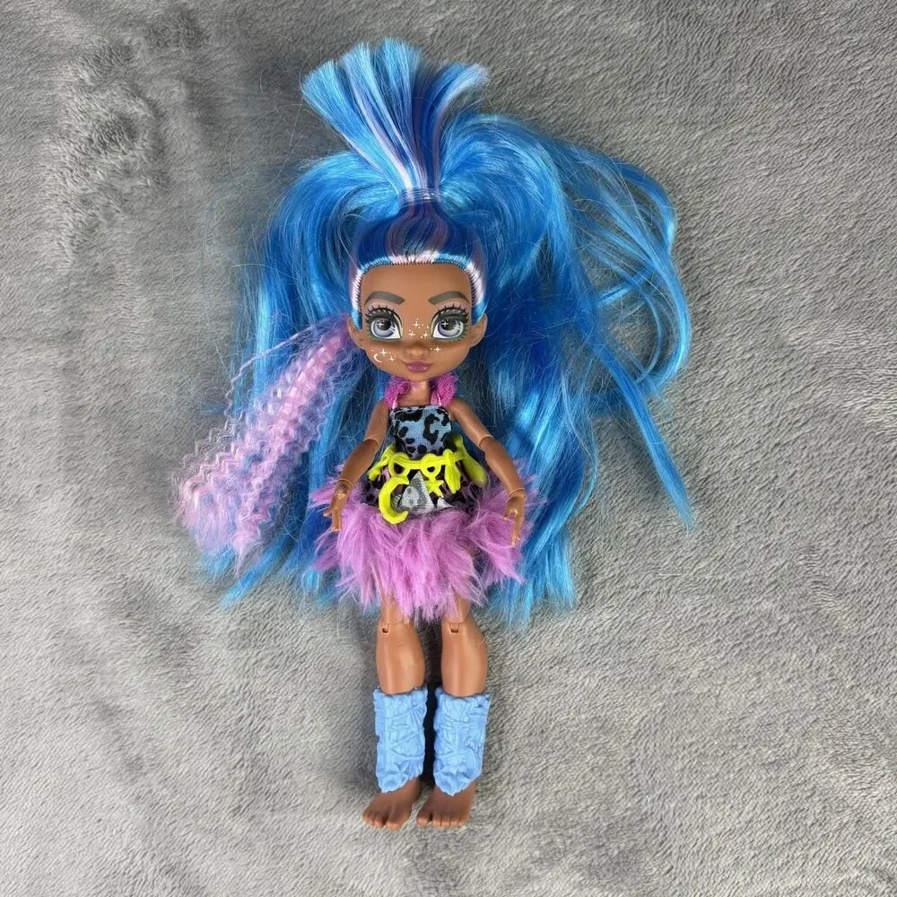Cave Club Tella Doll Prehistoric Fashion‎ Doll Blue hair Print Dress 8